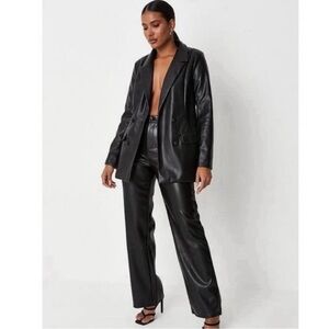 Missguided Faux Leather Blazer Jacket